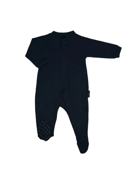 Enterito zipper con pié en 100% algodón ribana