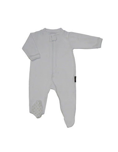 Enterito zipper con pié en 100% algodón ribana