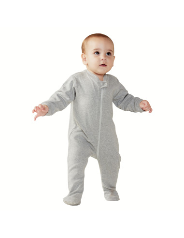 Enterito zipper con pié en 100% algodón ribana