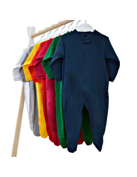 Enterito zipper con pié en 100% algodón ribana